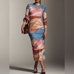 Anthropologie Mock-Neck Knit Maxi Dress